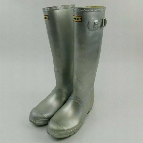 Hunter Original Tall Matte Metallic Silver Boots - Picture 2 of 8